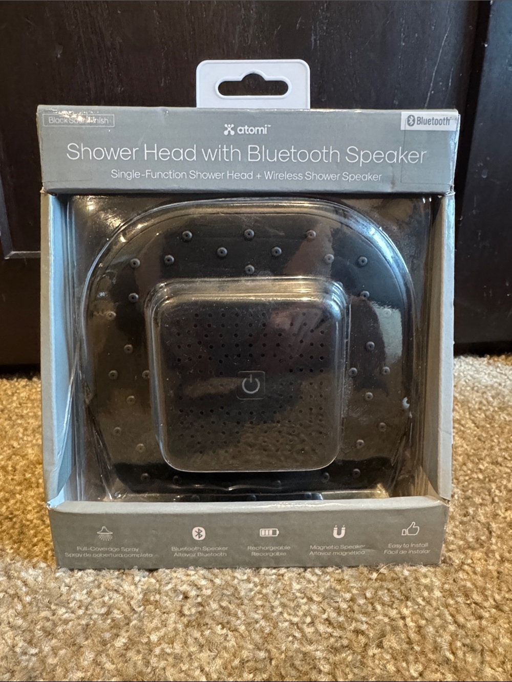 Bluetooth Shower Speaker Black Wireless Rechargeable NEW